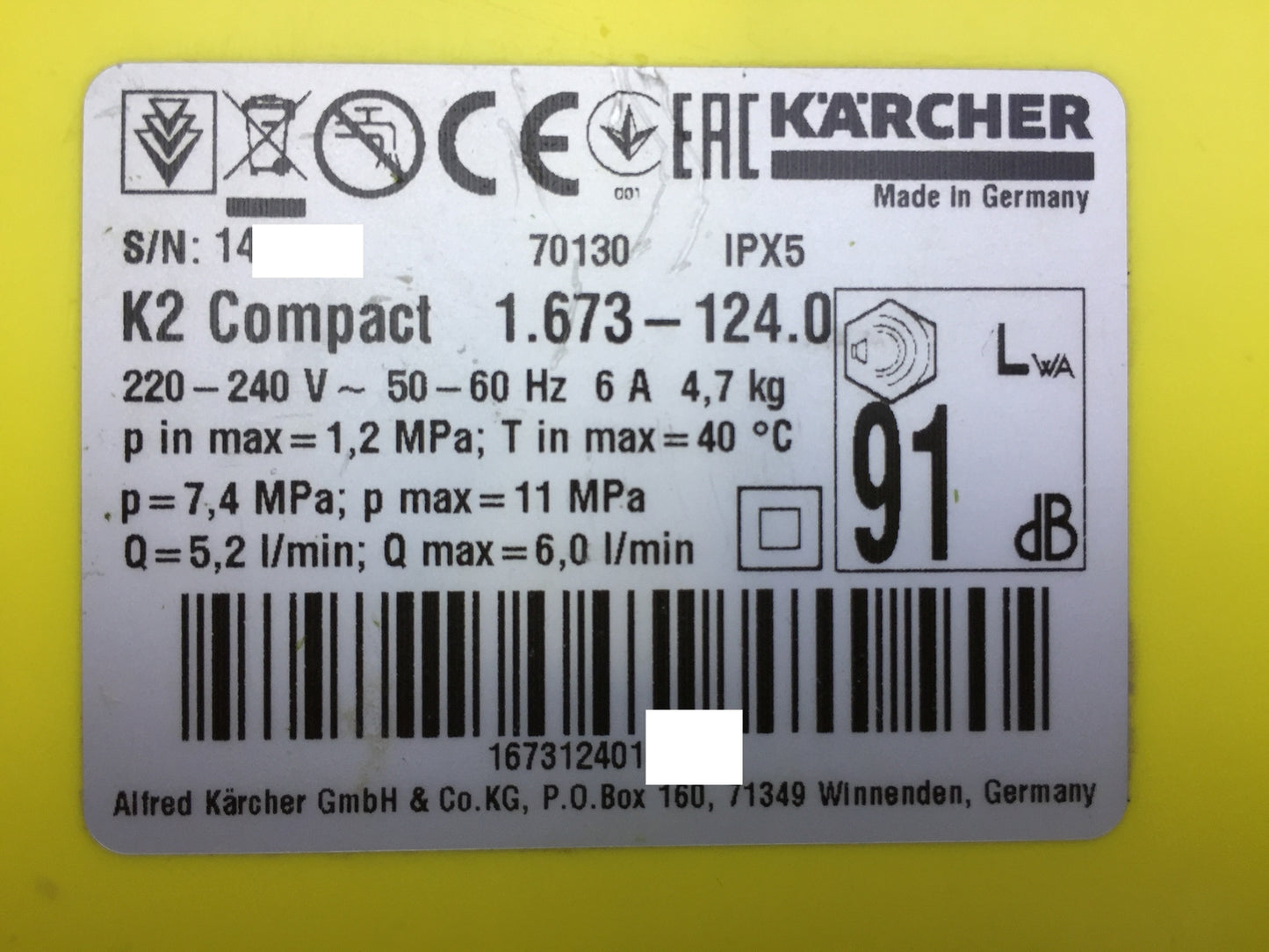 Kärcher high-pressure cleaner K 2 Compact Home 1.673-124.0, I32836