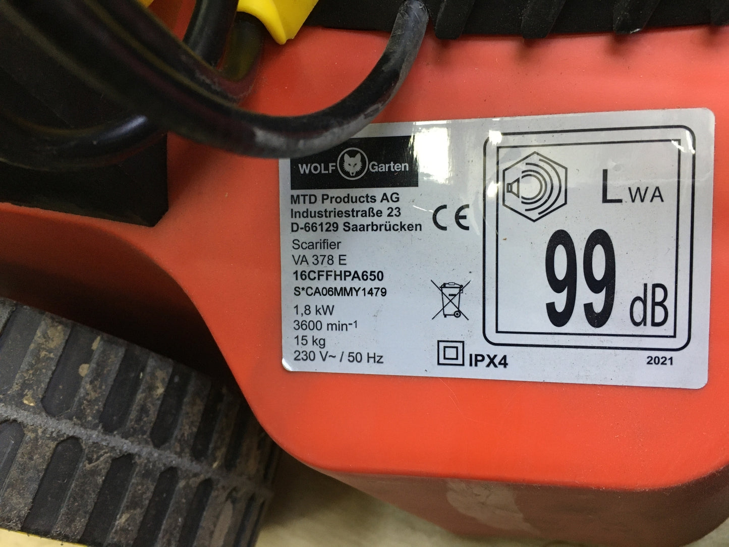 WOLF-Garten VA 378 E Electric Scarifier 16CFFHPA650, I30920