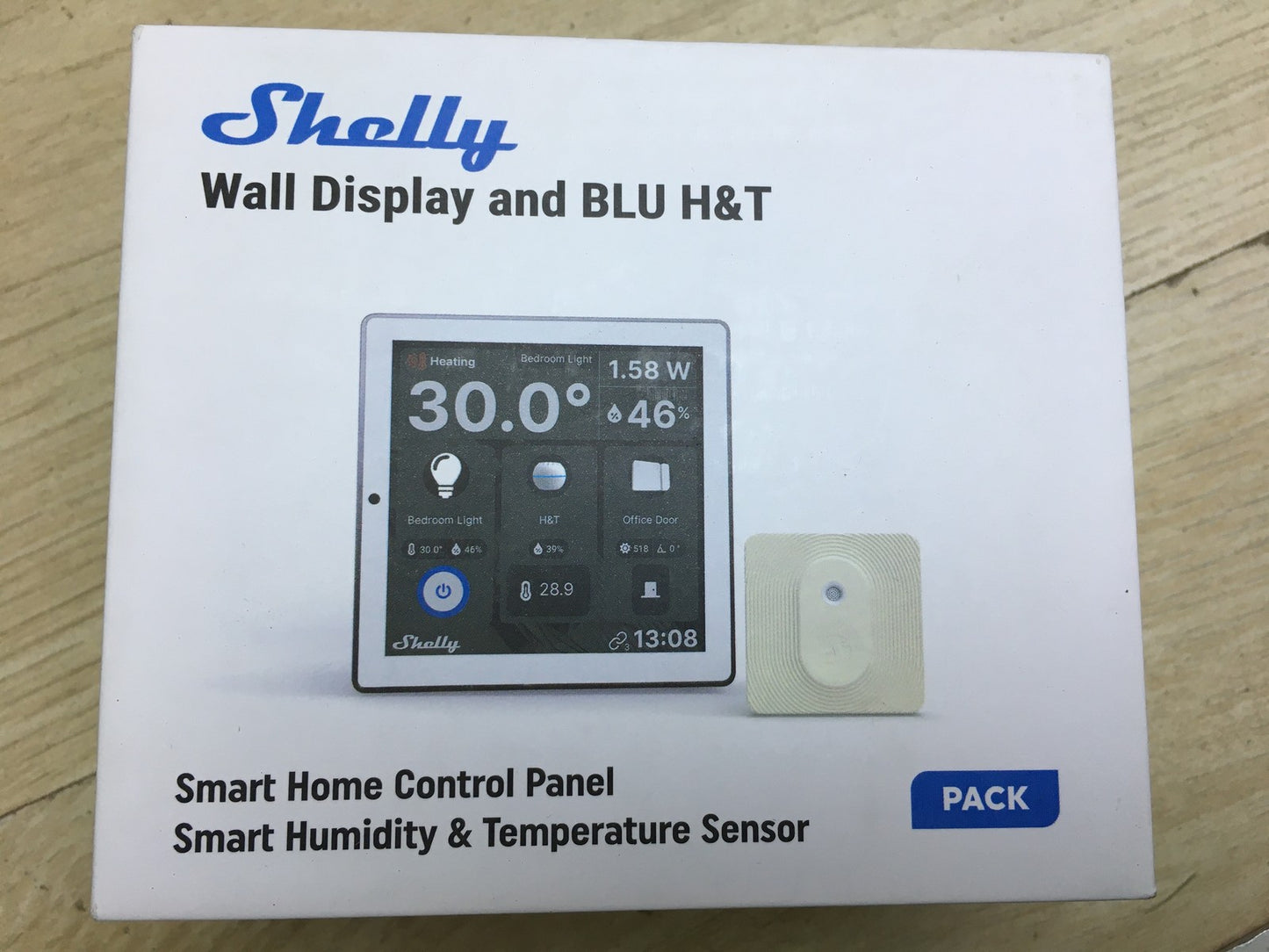 Shelly Wall Display White + Blu H&T Sensor, WiFi Smart Home, I33376