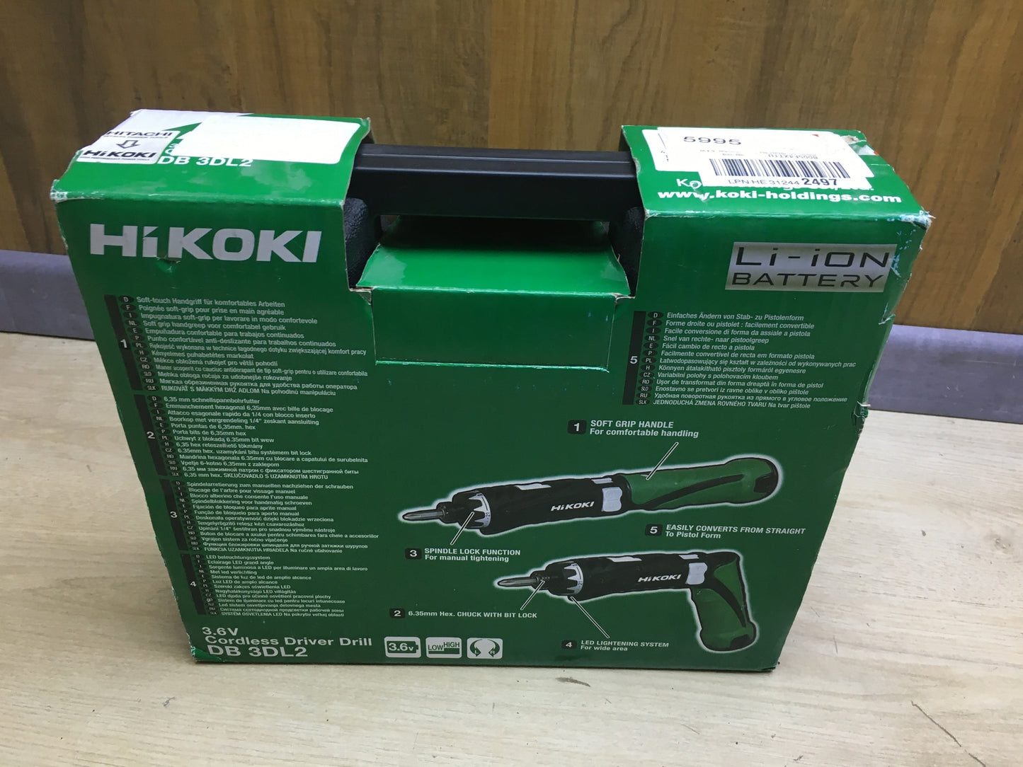 Hitachi DB 3DL2 cordless angle screwdriver, with 2x batteries and charger, I31277