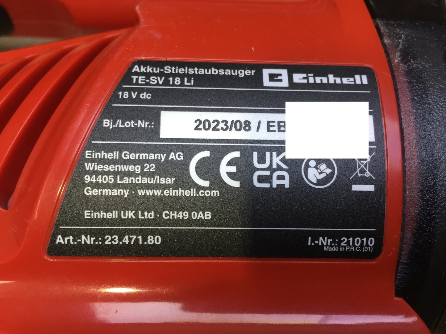 Einhell Akku-Stielstaubsauger TE-SV 18 Li Solo, 18V, I32079