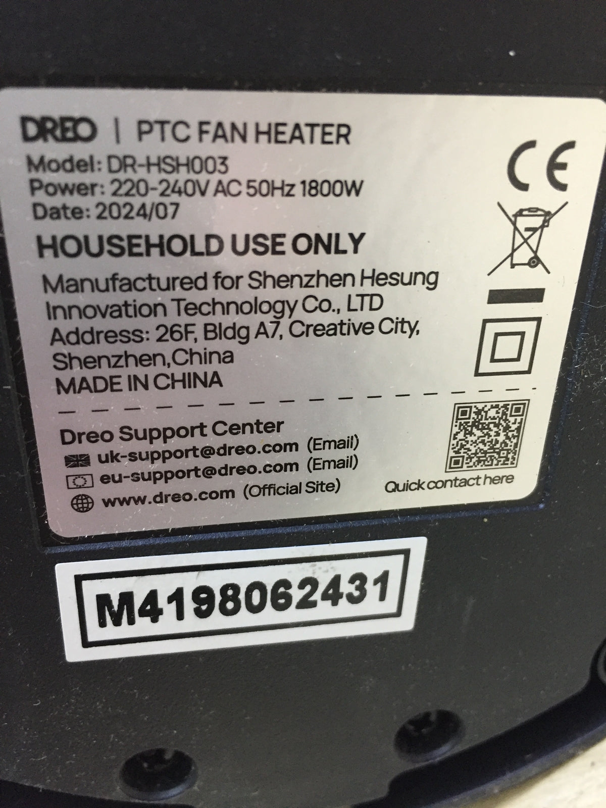 Dreo DR-HSH003 Fan Heater Energy Saving, Quiet, I32169