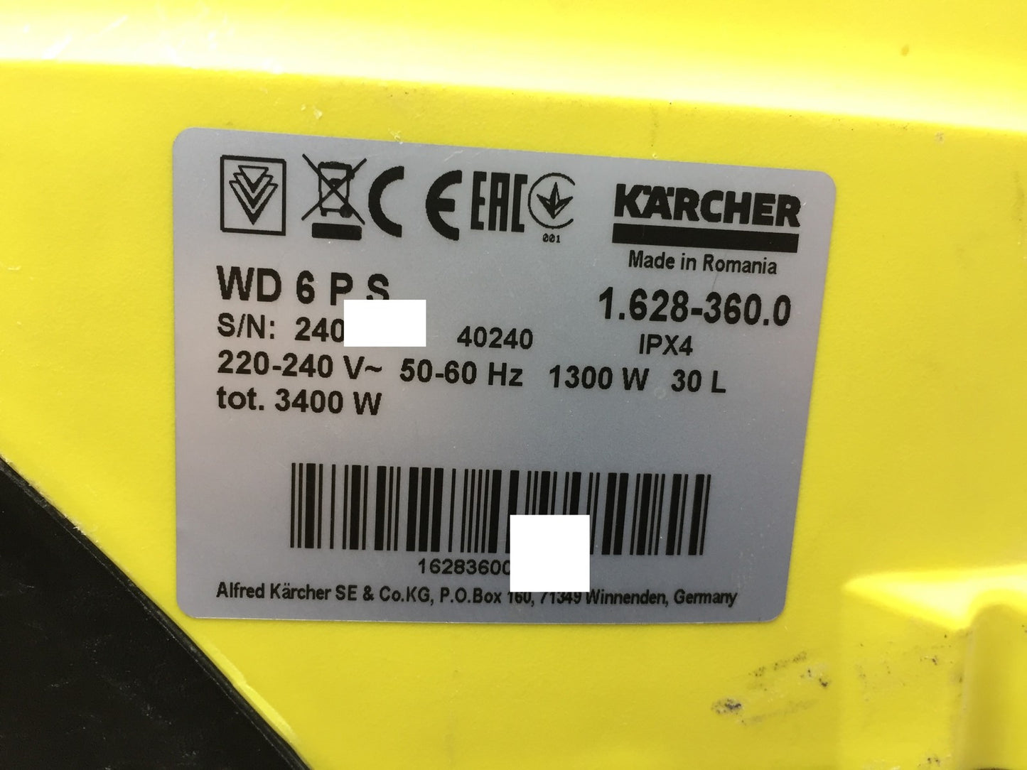 Kärcher Nass-/Trockensauger WD 6 P S (1.628-360.0), 1300 W, I34260
