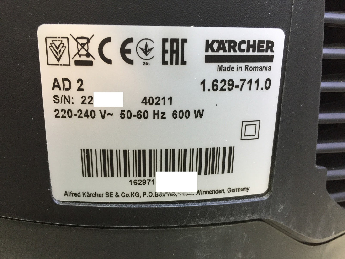 Kärcher AD 2 ash and dry vacuum cleaner 1.629-711.0, I33156