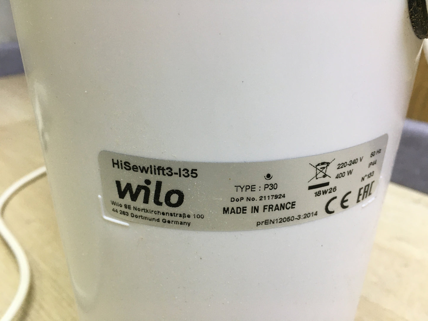 WILO SE 4191674 HiSewlift 3-I35 Abwasserhebeanlage mit Schneidwerk, I31232