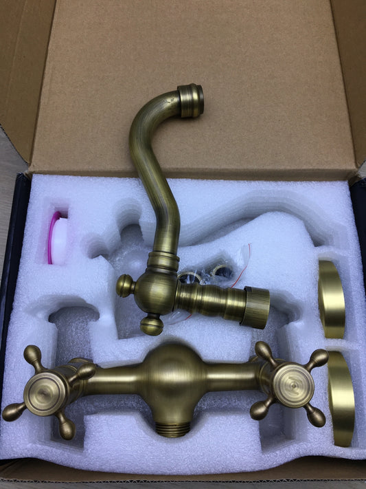 Antikes Kupfer-Wasserhahn für die Küche, klassisch, Doppelhebel, I19511