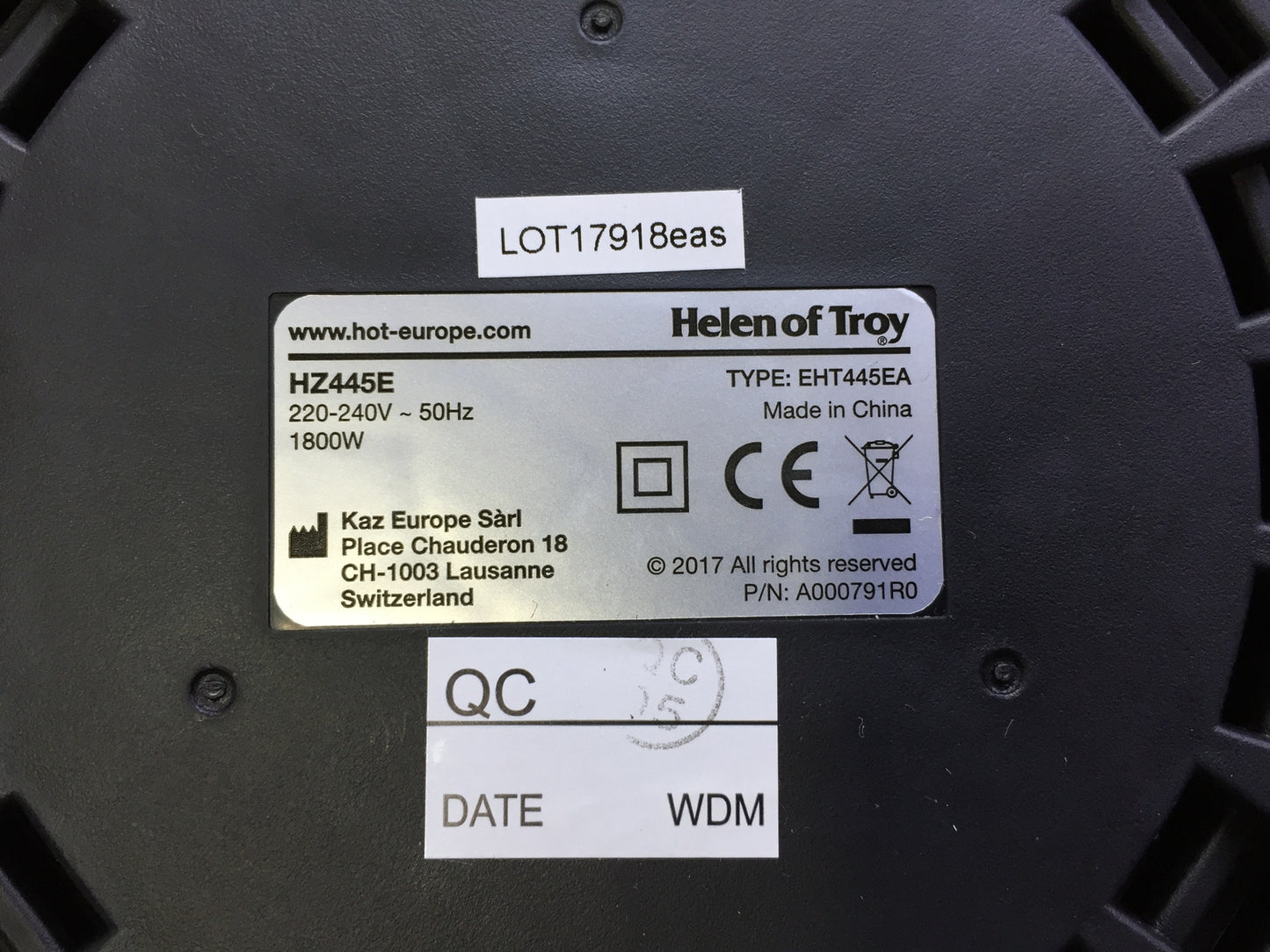Honeywell HZ445E 360° All-Round Ceramic Heater 1800 W Black I32837