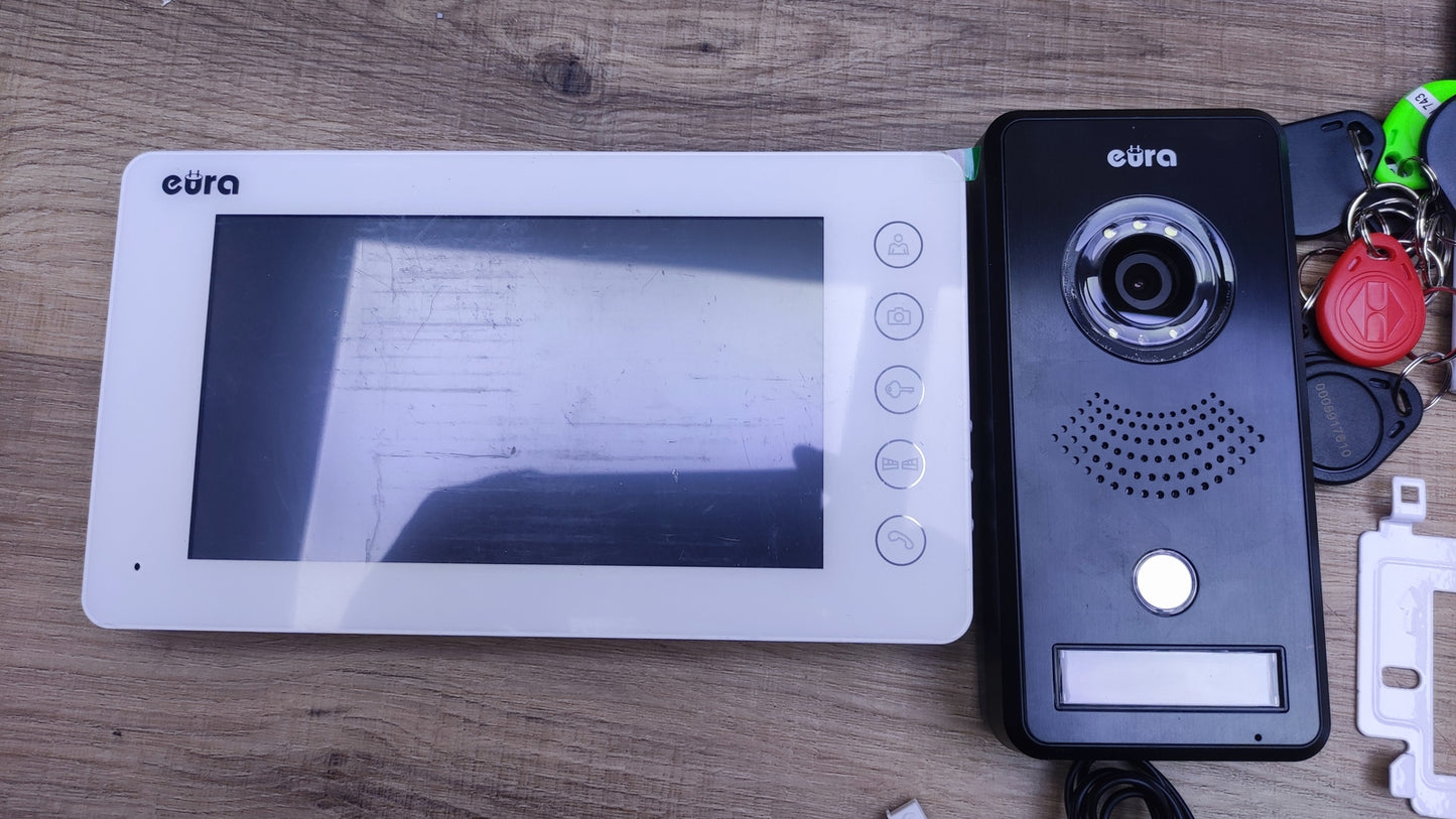 EURA VDP-76A3 Alpha video door intercom, 7-inch color monitor, RFID, I30655