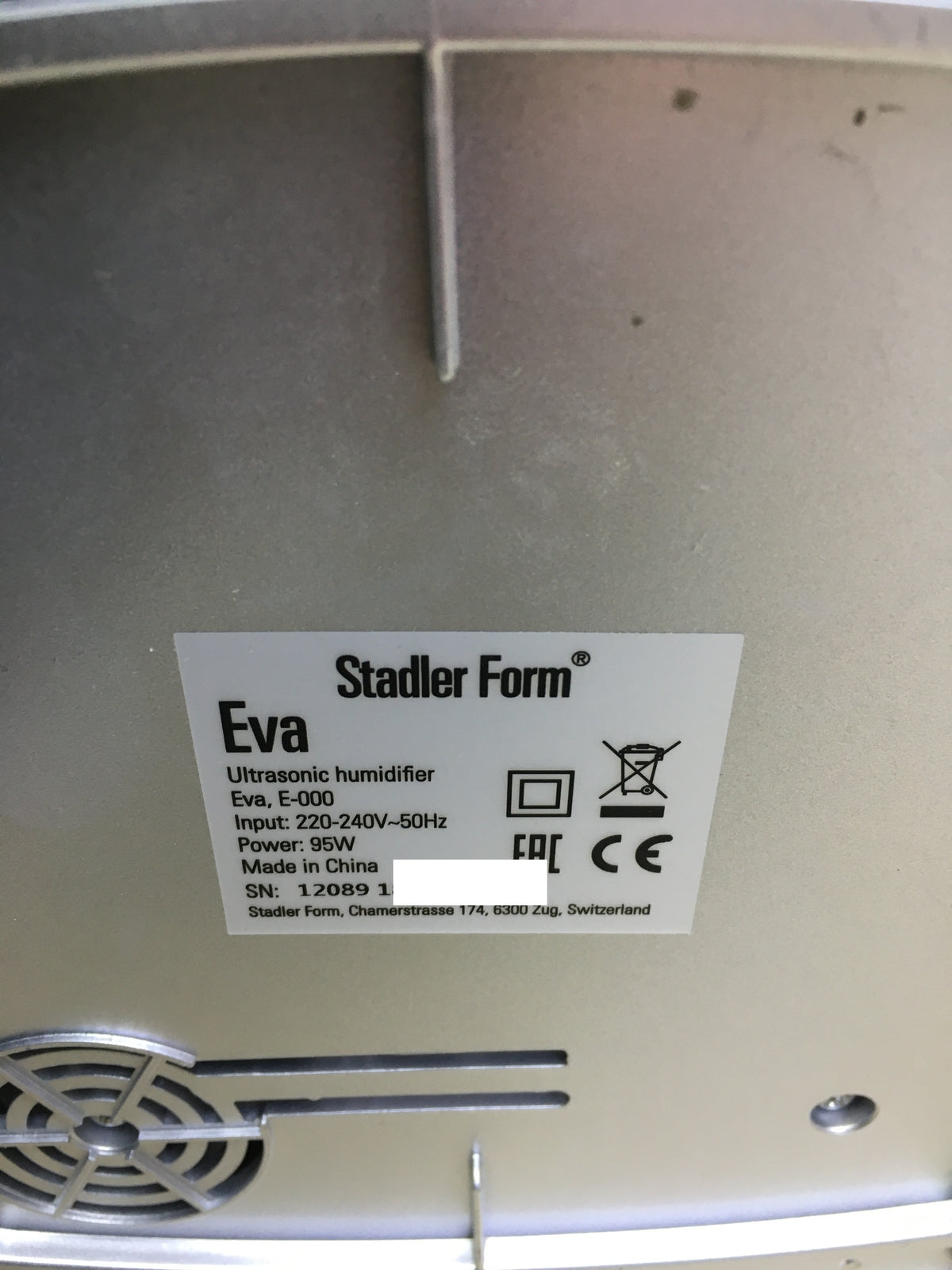 Stadler Form Ultrasonic Humidifier Eva White E-000, I31237