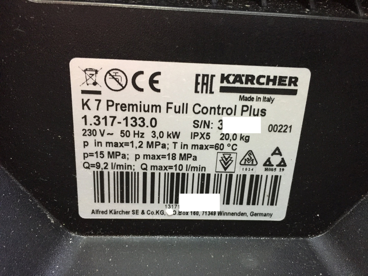 Kärcher K7 High Pressure Cleaner Premium Full Control Plus 1.317-133.0, I32853