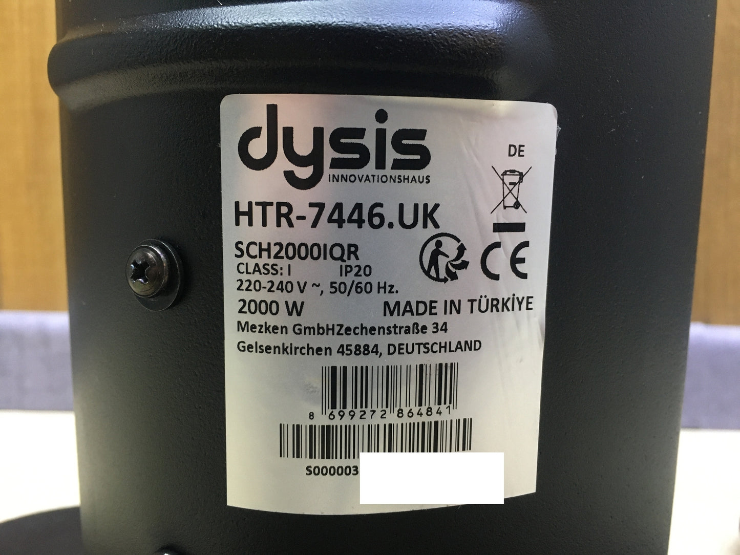 Dysis HTR-7446.UK Standheizstrahler, 2000W, I29529