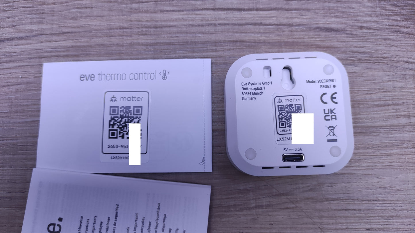 Eve Thermo Control (Matter) temperature sensor and controller 20ECK9901, I32549