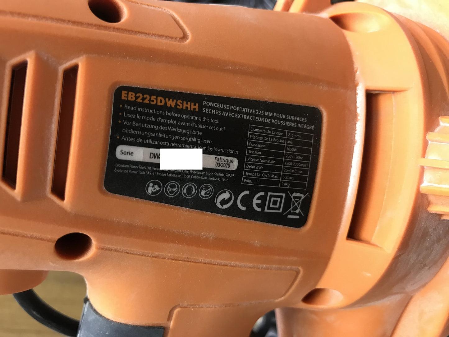 Evolution EB225DWSHH Exzenterschleifer tragbar 225 mm, I31738