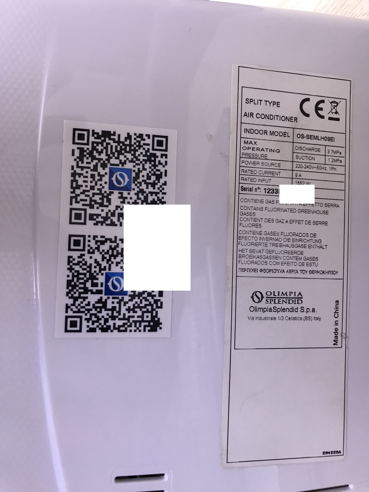 Olimpia Splendid MYSTRAL E air conditioning indoor unit OS-SEMLH09EI, EEK:A++ I28492