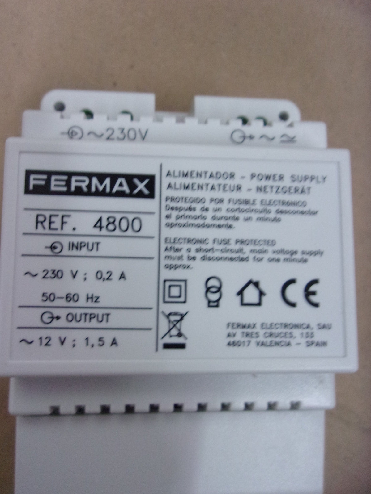 Fermax 4800 Netzgerät, DIN4, 230 VAC / 12 VAC, 1,5 A, 50 - 60 MHz, I05871