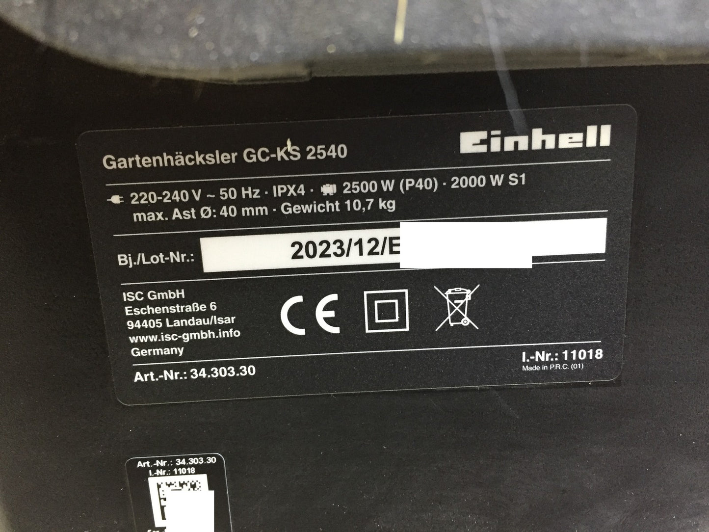 Einhell GC-KS 2540 Electric Shredder (3430330), I33103