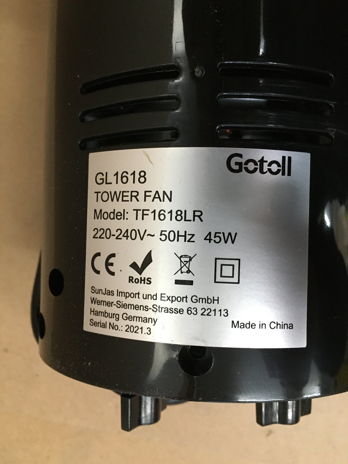 Gotoll GL1618 tower fan with remote control, I07878