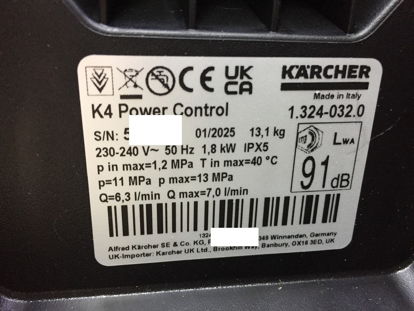 Kärcher K4 Power Control Hochdruckreiniger (1.324-032.0), 1800 W, I34055