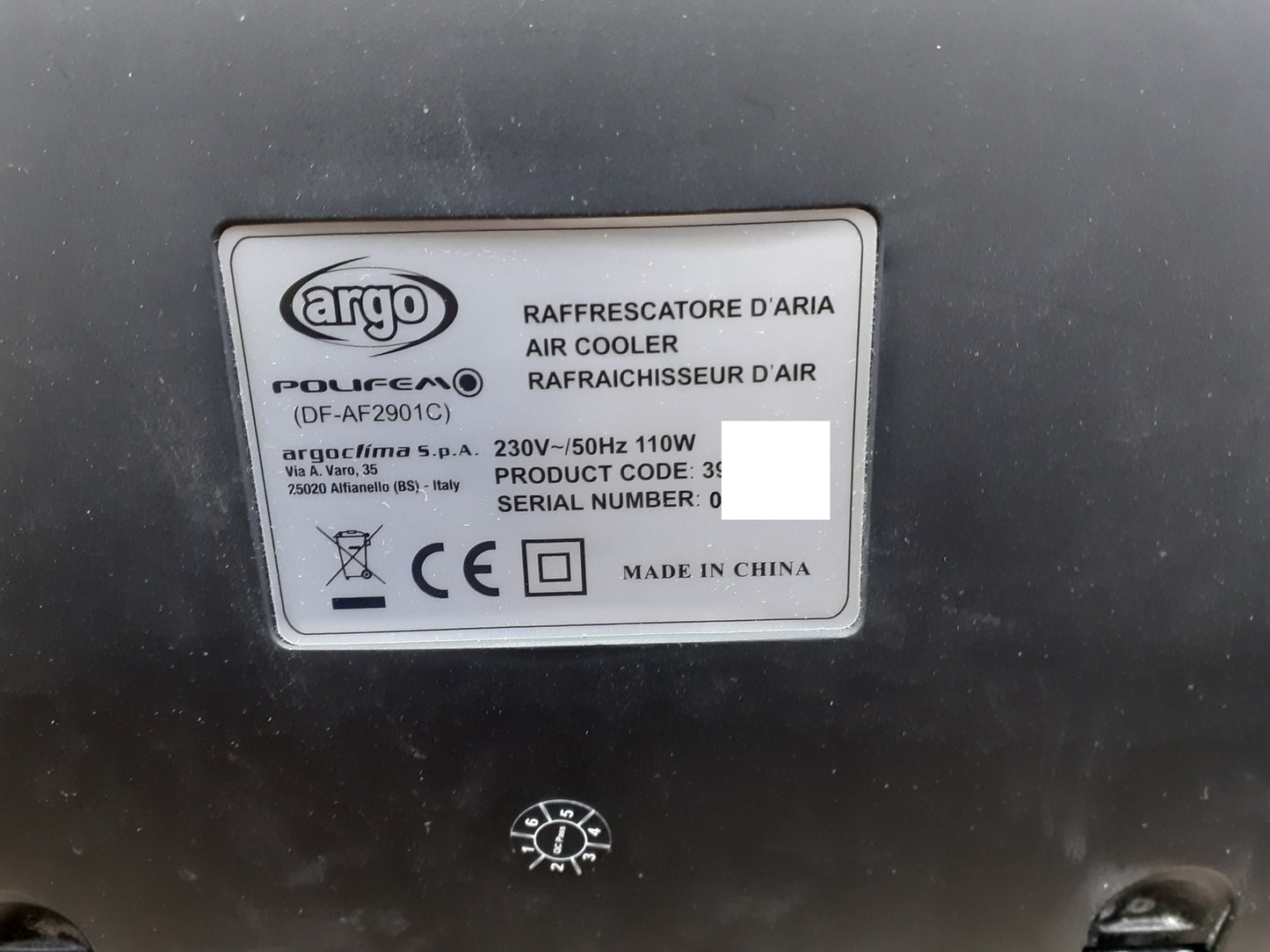 ARGO Polifemo evaporative cooler air purifier, I18925