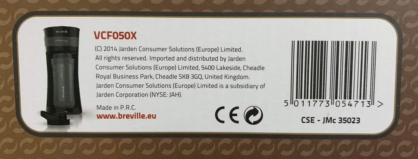 Breville VCF050 Coffee Express Kaffeemaschine Filter 1 Flasche ToGo
