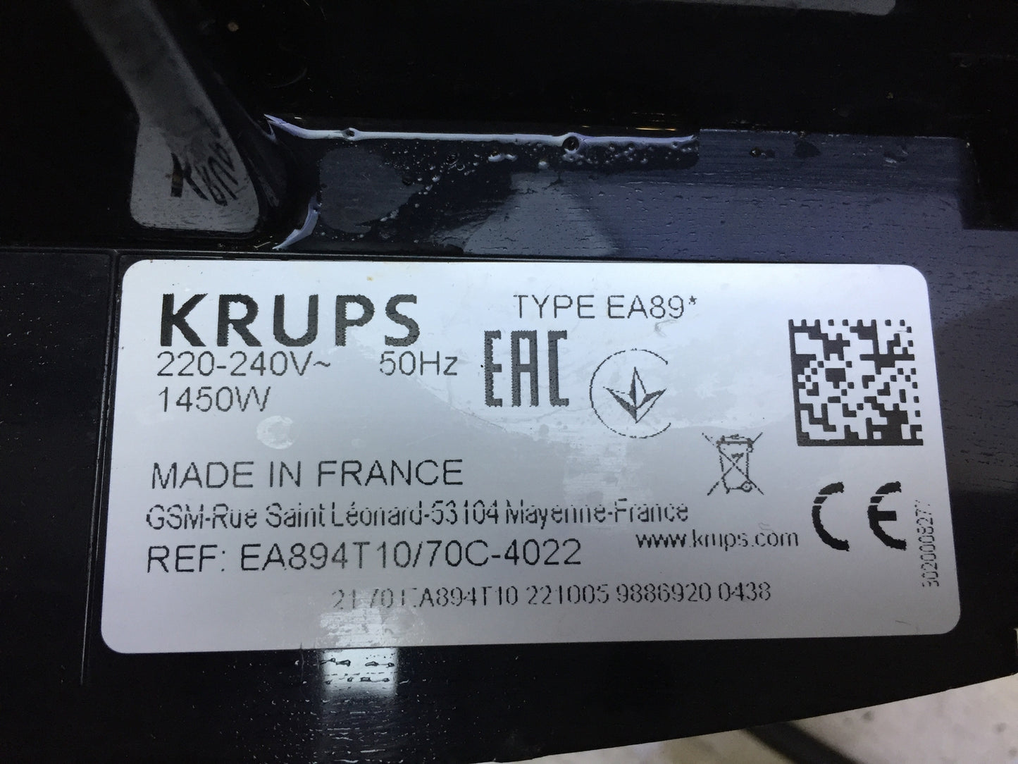 Krups EA89 fully automatic coffee machine with milk hose, I29606