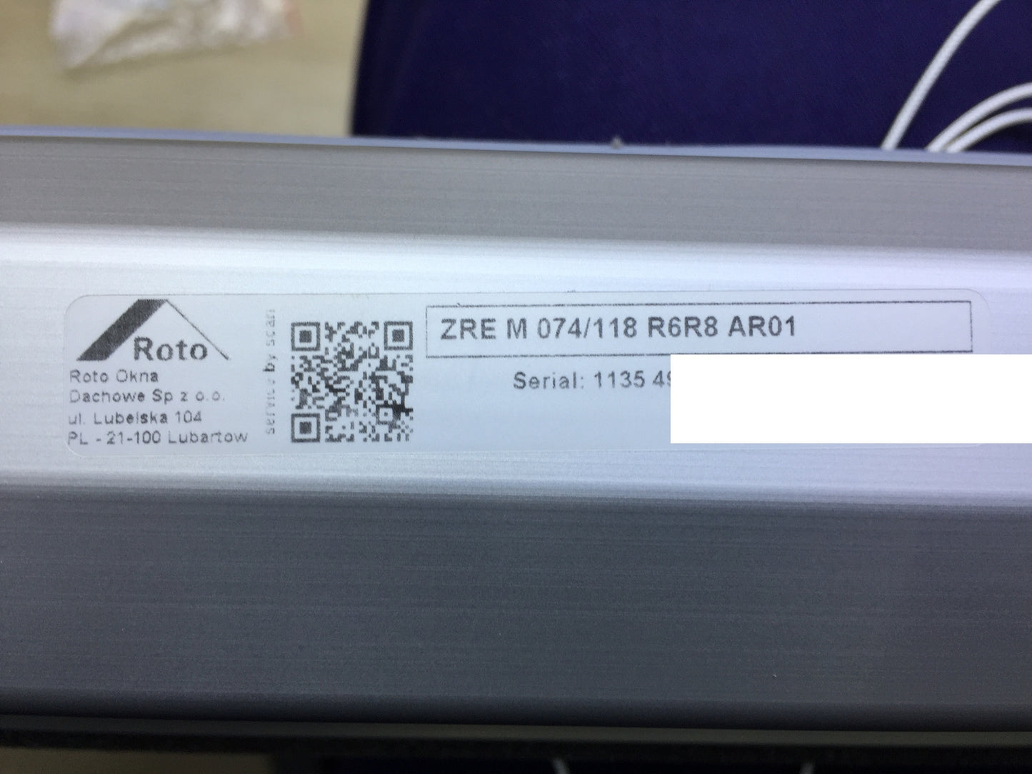 Roto 848157 Rollo Exclusiv ZRE, daylight roller blind 074/118 white, I32845