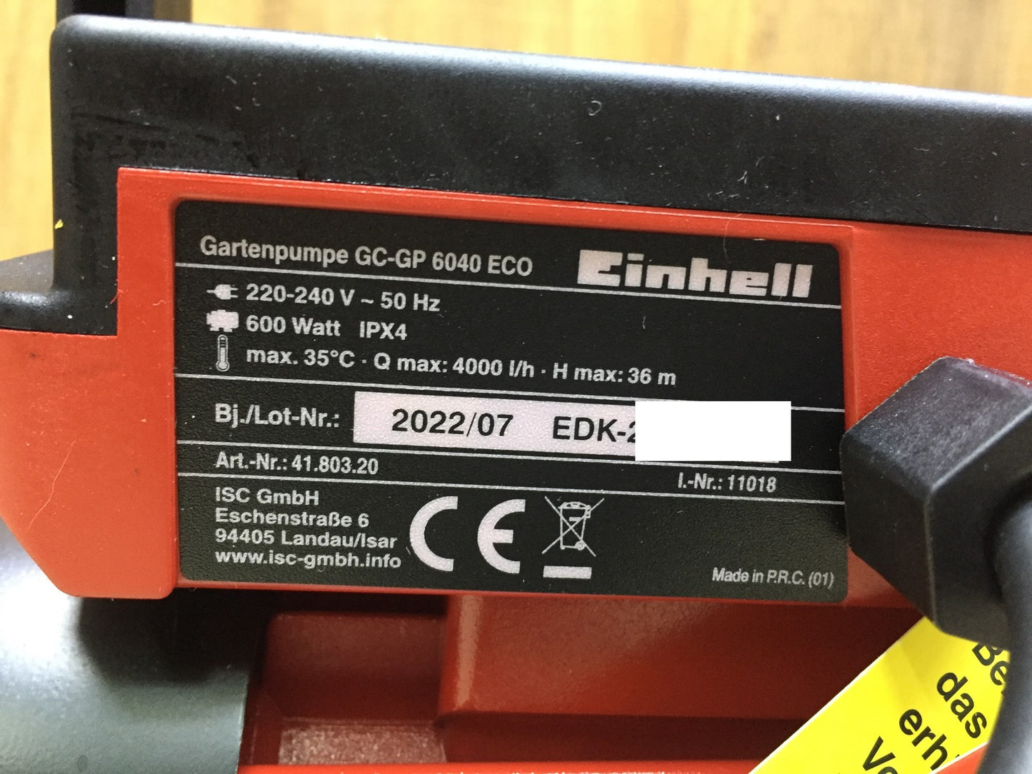Einhell garden pump GC-GP 6040 ECO, max. 3.6 bar, I33271