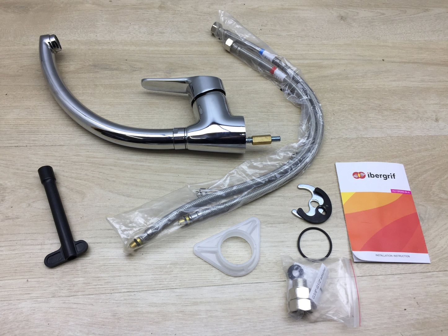 Ibergrif M14150 Küchenarmatur, Wasserhahn mit Auslauf Höhe 223 mm, Chrom, I14784