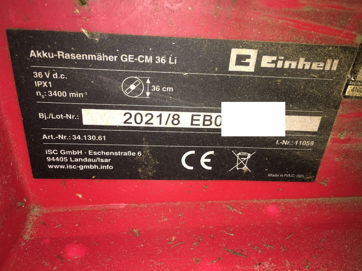 Einhell GE-CM 36 Li Kit Cordless Lawn Mower 2 Batteries, I29797