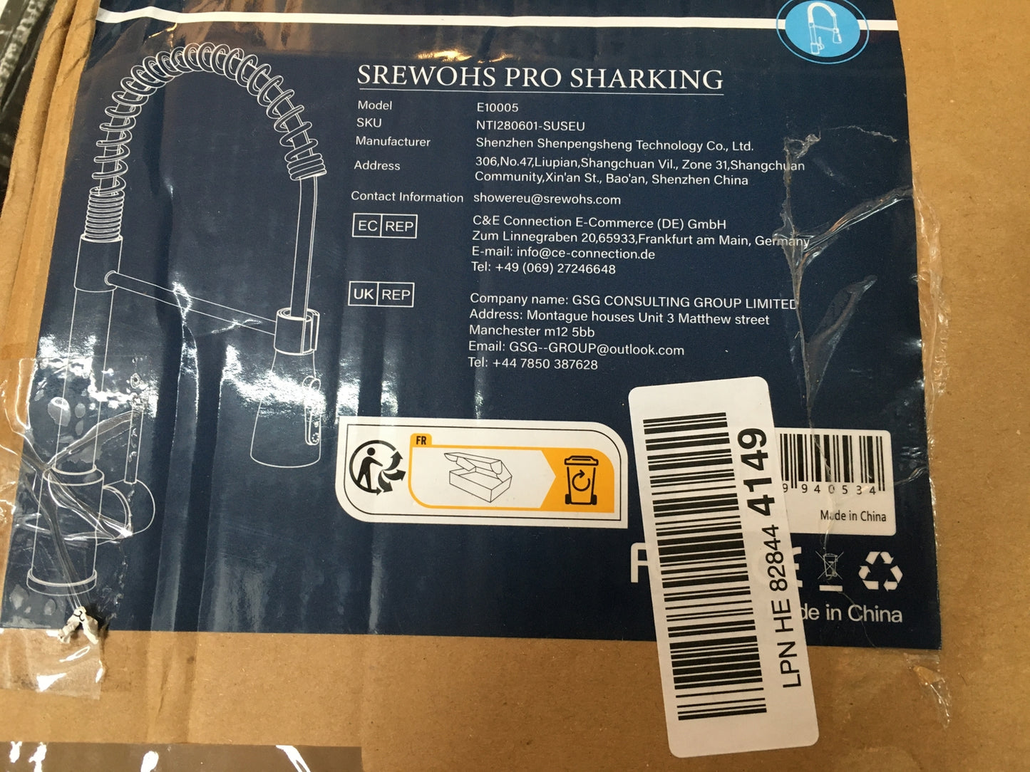 SREWOHS PRO E10005 Küchenarmatur, Wasserhahn, Hoher Auslauf (160mm), I31011