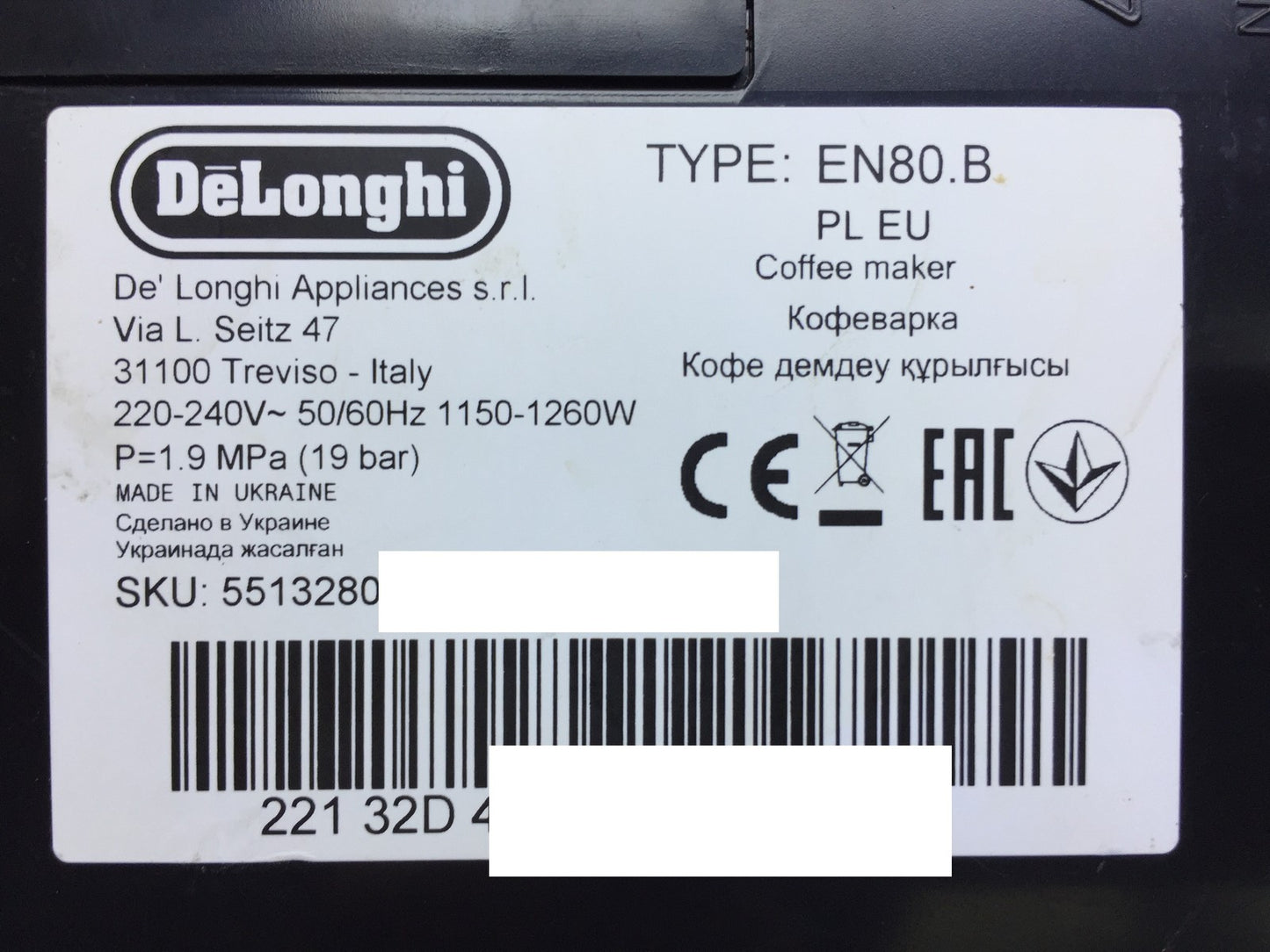 De'Longhi EN80.B coffee capsule machine, black, I33092
