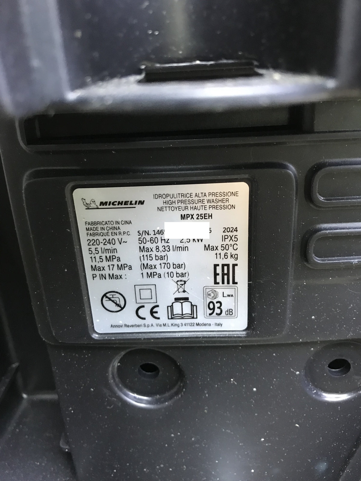 Michelin MPX25EH high-pressure cleaner 2500W 170 bar 500 l/h, I31959