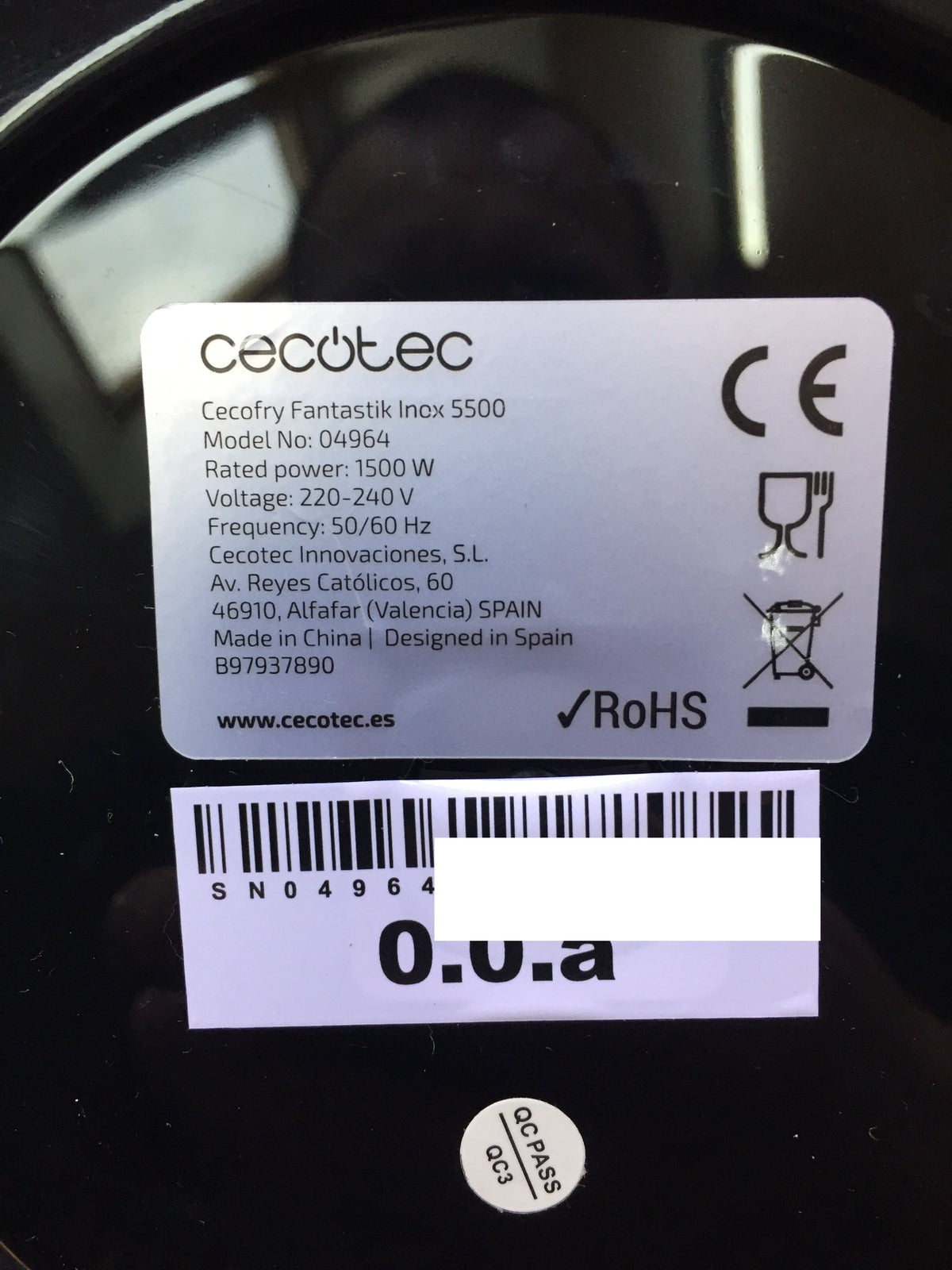 Cecotec Fantastik Inox 5500 Heißluftfritteuse (04964), 1500W, I29128