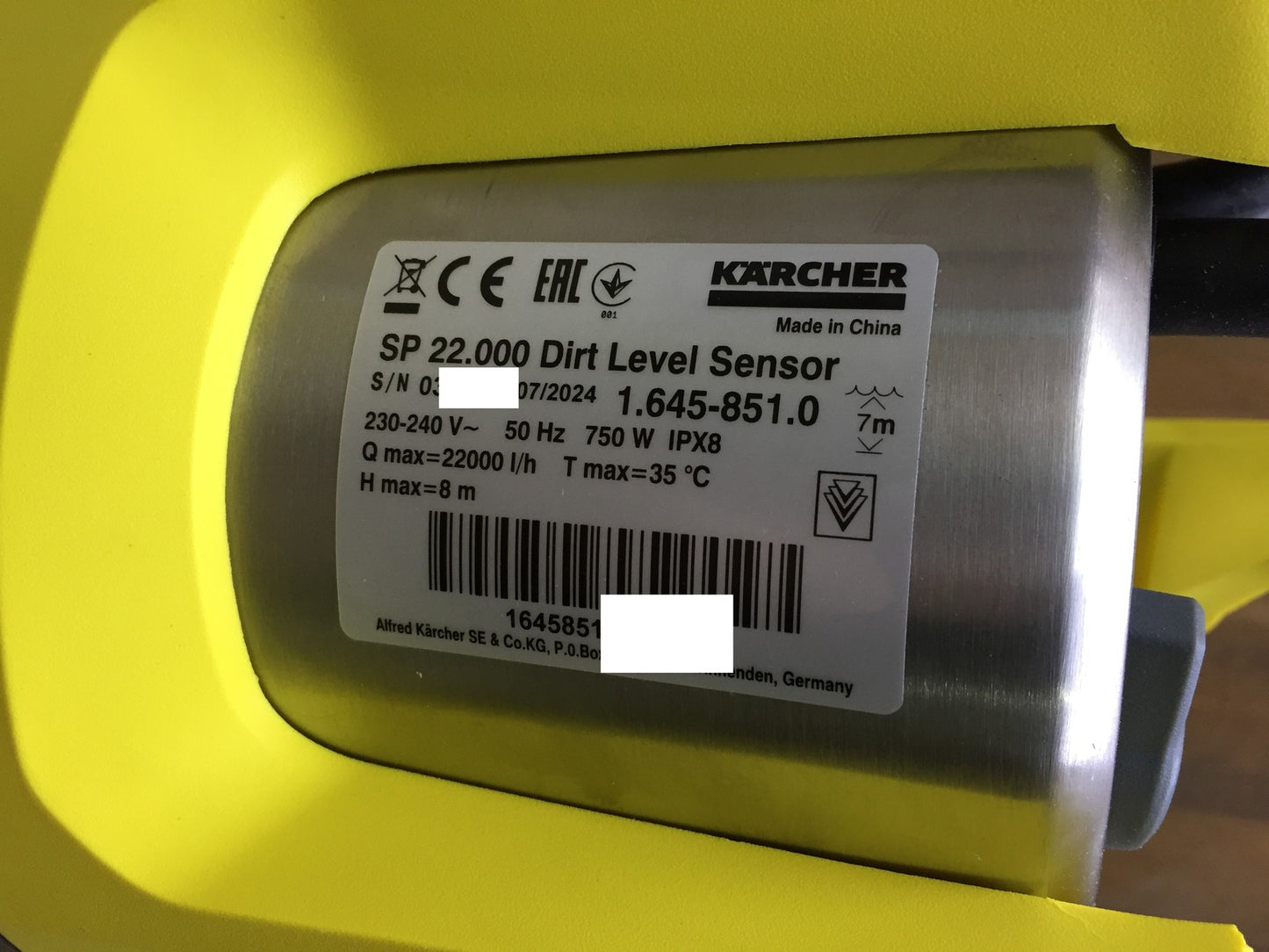 Kärcher SP 22.000 Dirt Level Sensor Schmutzwasser-Tauchpumpe 1.645-851.0, I34216