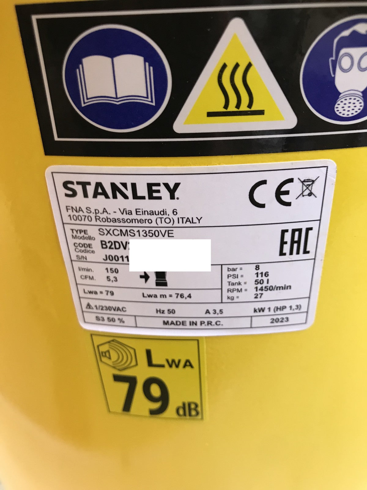 Stanley SXCMS1350VE Siltek Silent Air Elektro-Kompressor 50l 955W, I32991