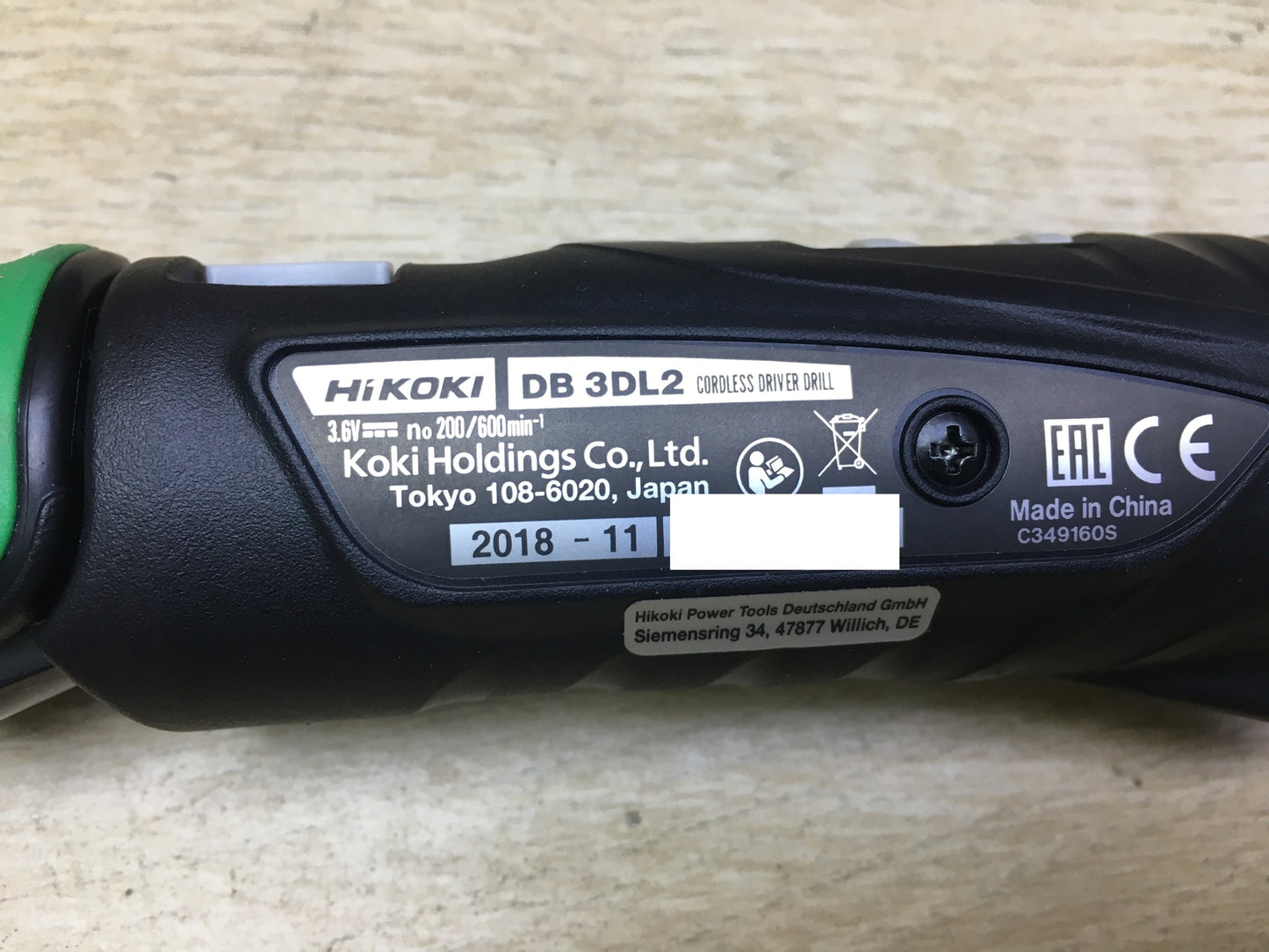 Hitachi DB 3DL2 cordless angle screwdriver, with 2x batteries and charger, I31277