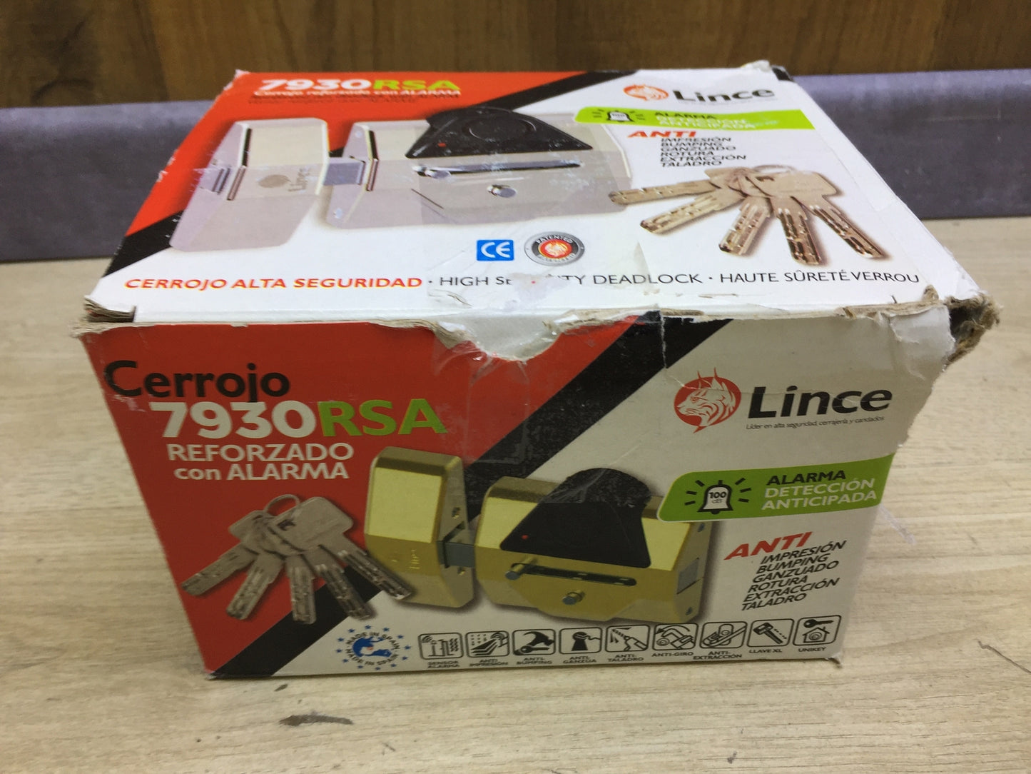 Lince Security Anti-Shock Lock with Alarm, Alloy Steel, White, I31755