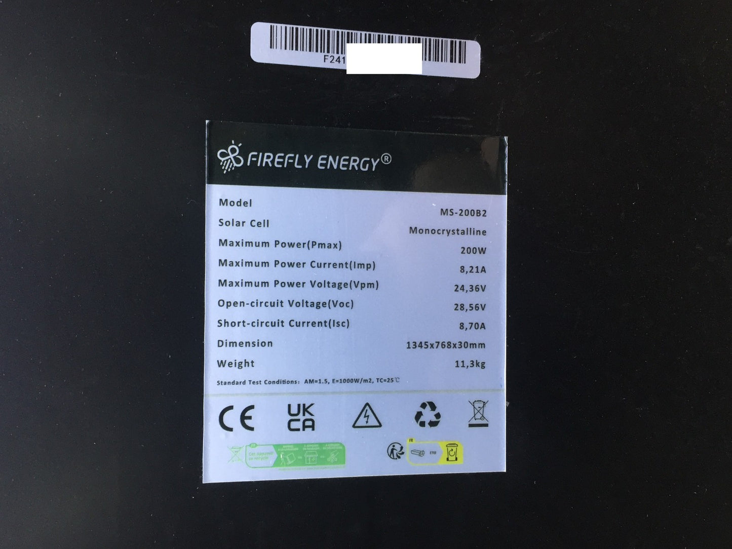 FIREFLY ENERGY 200W Solarpanel MS-200B2, I34177