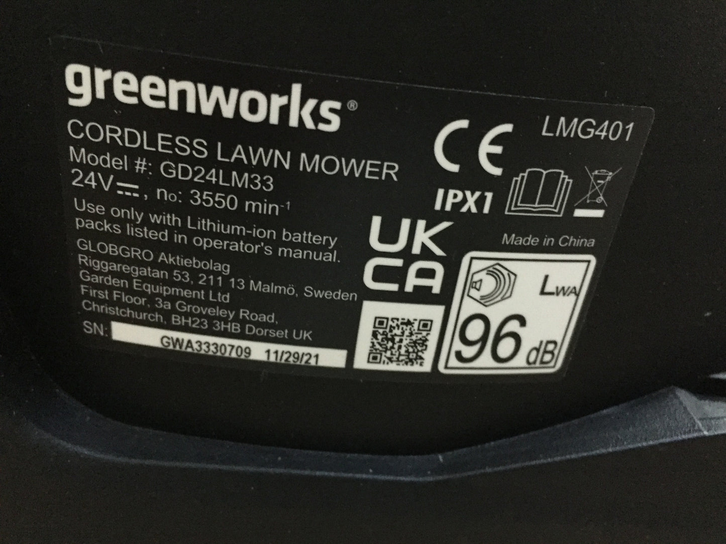 Greenworks Rasenmäher GD24LM33 und Rasentrimmer G24LT25 SOLO, I14173
