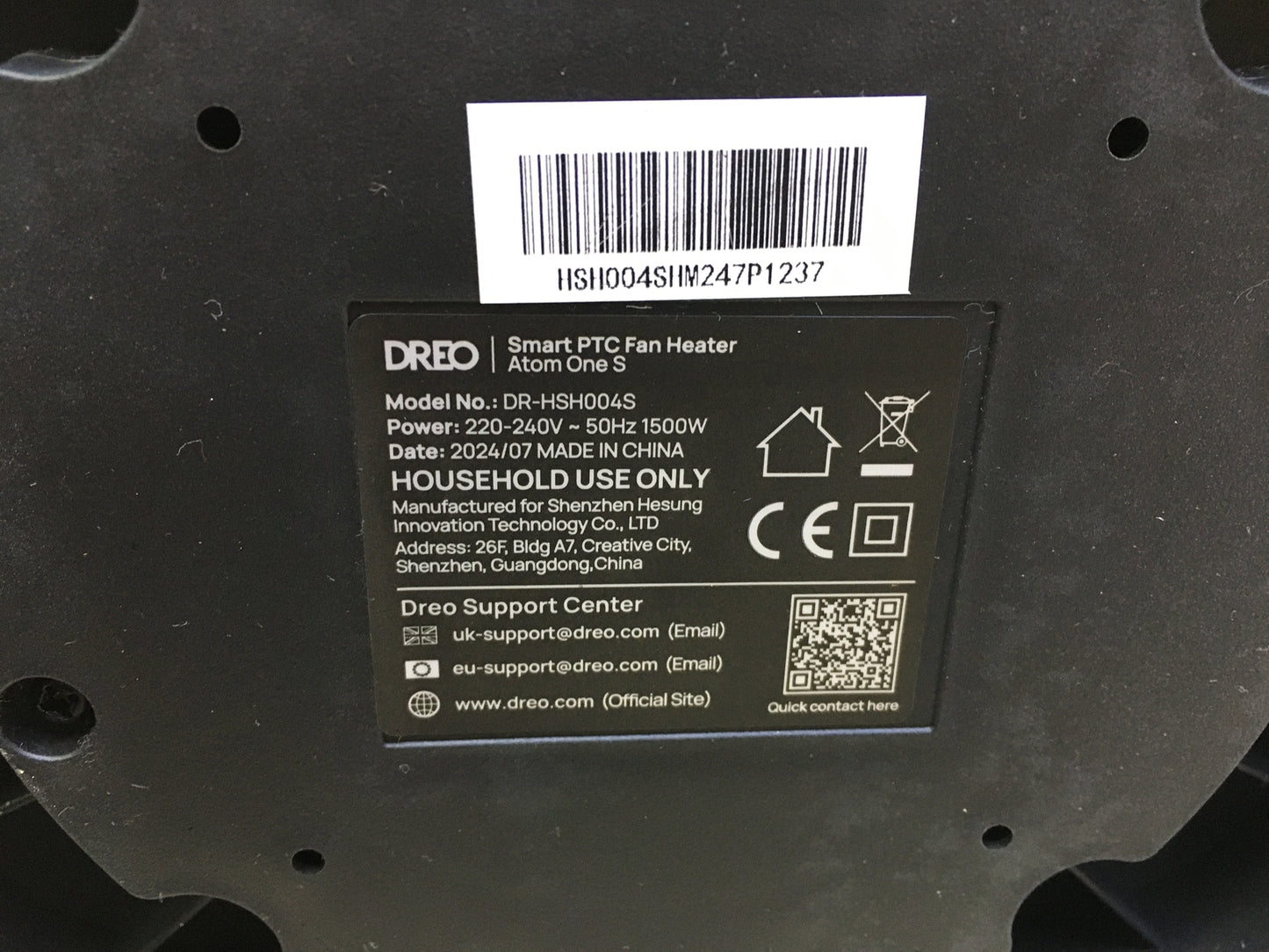Dreo DR-HSH004S fan heater, energy-saving quiet room heater, I30681