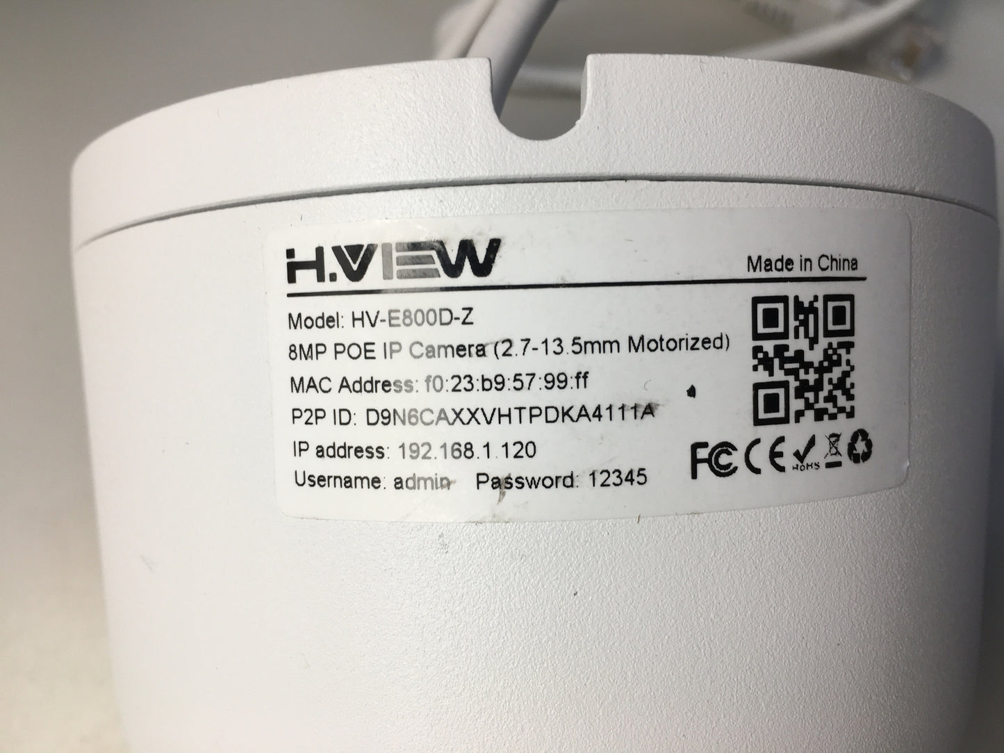 H.VIEW 4K Dome PoE Kamera 8MP IP Überwachungskamera(3840x2160P), I03720