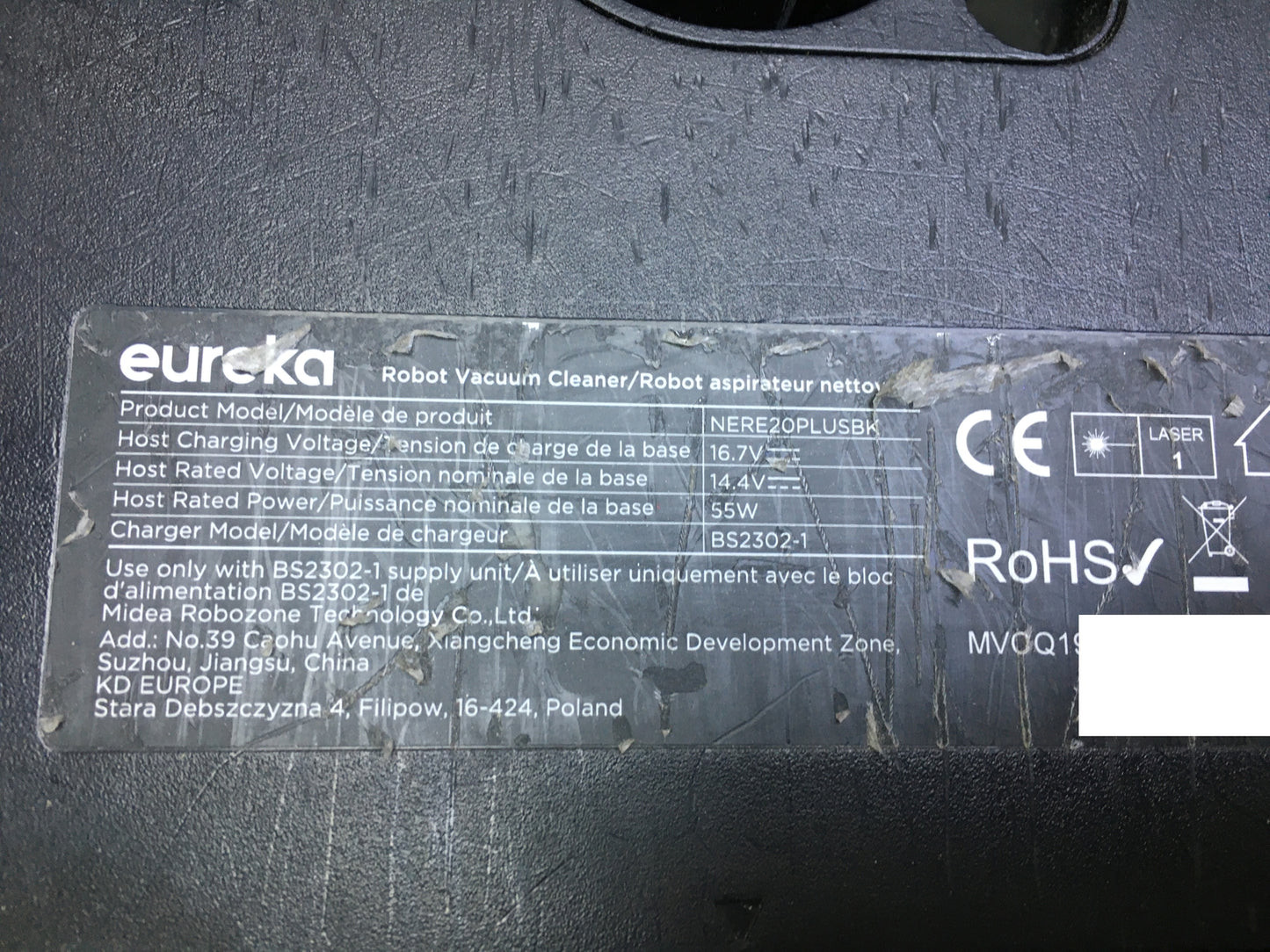 EUREKA E20 Plus robot vacuum cleaner with mop function NERE20PLUSBK, I31150