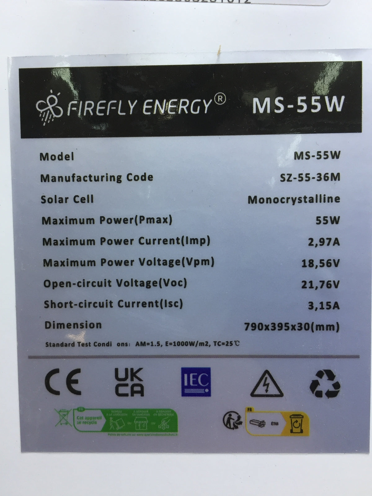 FIREFLY ENERGY MS-55W Solarpanel 55W, I32713