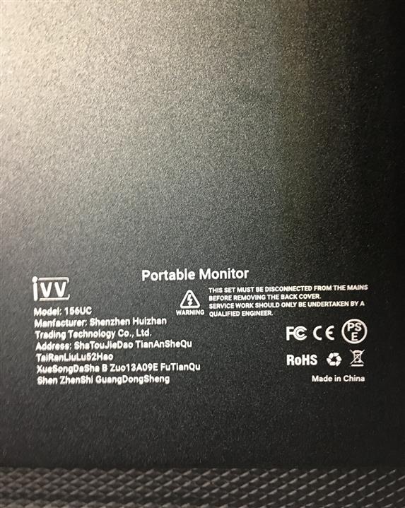 IVV 156UC Portable 4K Gaming Monitor 15.6" UHD 3840x2160 IPS HDMI USB-C Black