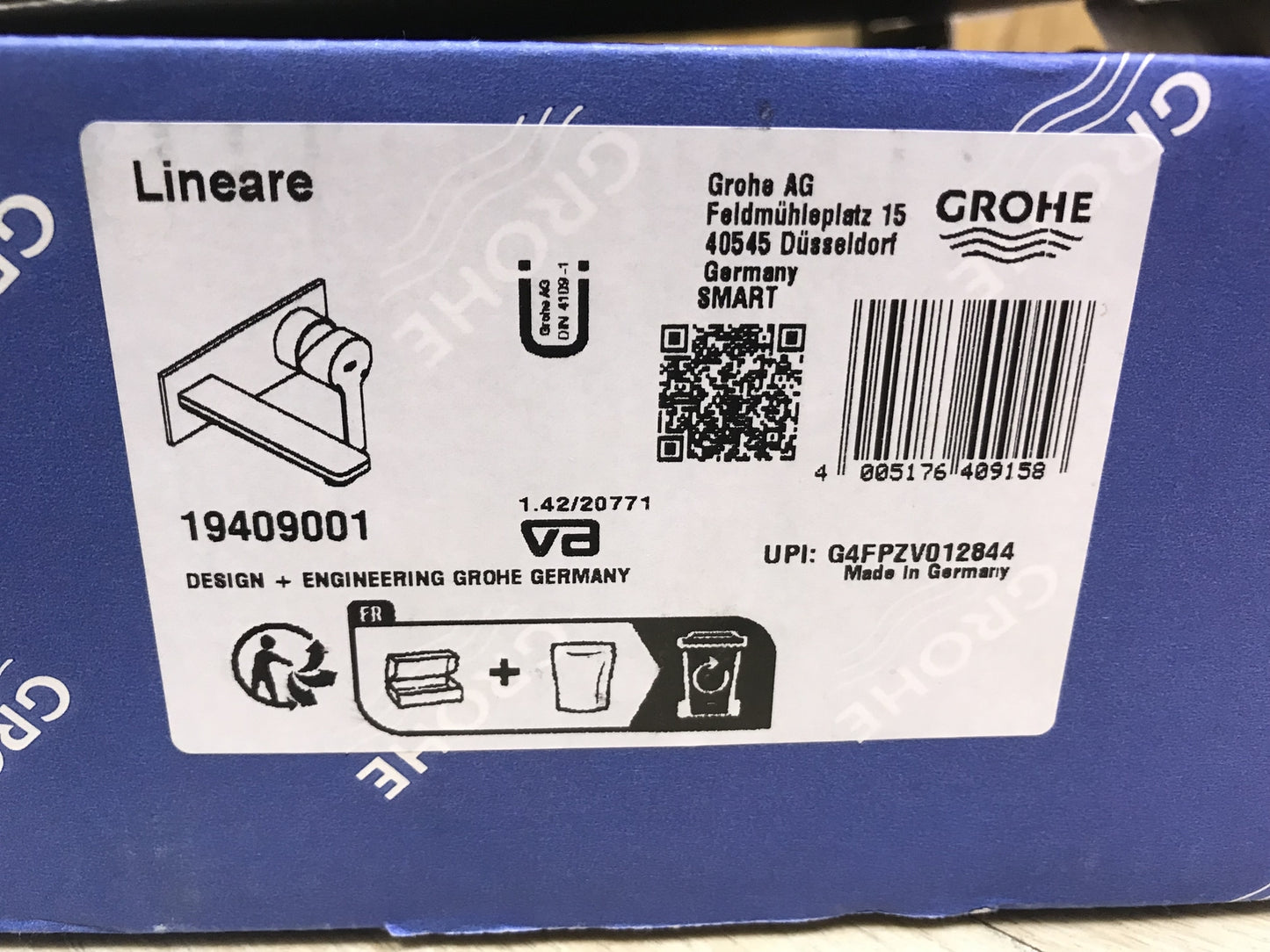 GROHE Lineare 2-hole basin mixer 19409001, projection 149 mm, chrome, I31623