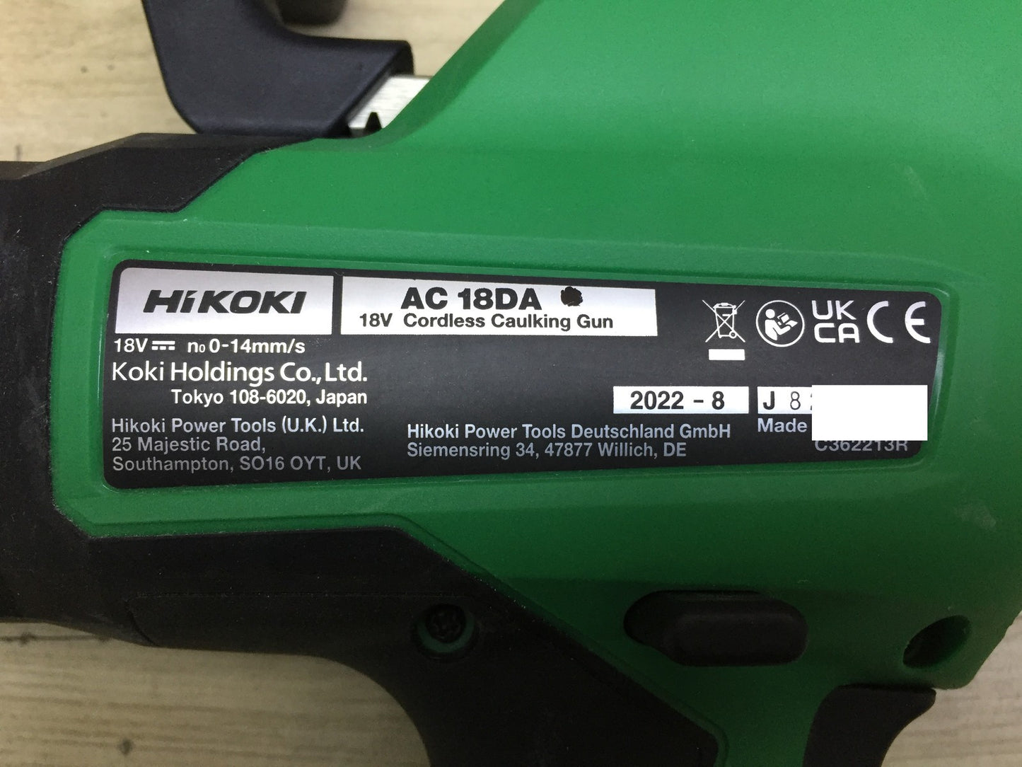 HiKOKI Akku-Kartuschenpistole AC 18DA Solo, 18V, 400ml, 3000N, I33433