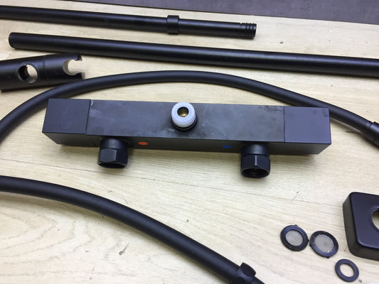 JOHO Regendusche Duschsystem mit Thermostatarmatur matt schwarz, I26068