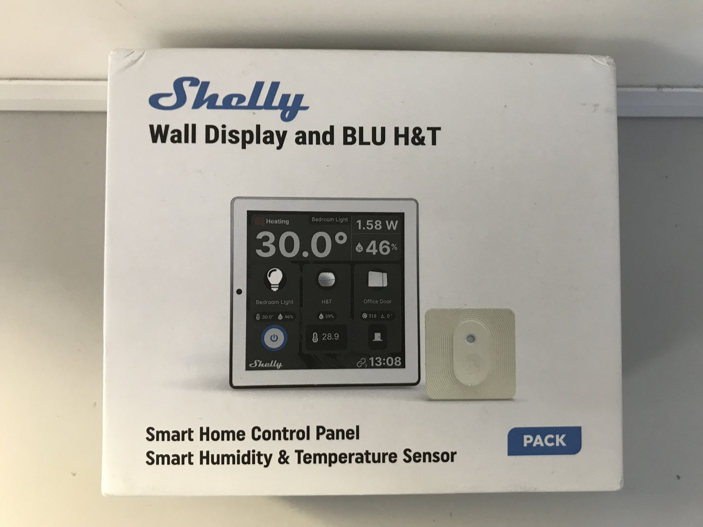 Shelly Wall Display White + Blu H&T Sensor, WiFi Smart Home, I32860