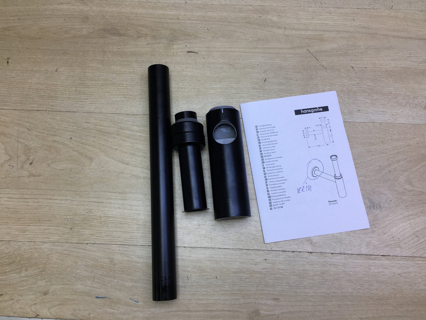 hansgrohe 52105670 Flowstar S siphon, drain for washbasin, matt black, I30525