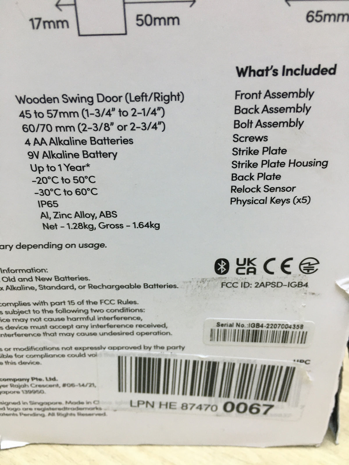 Igloohome IGB4 Smart Deadbolt S2 Intelligentes Schloss, I31427